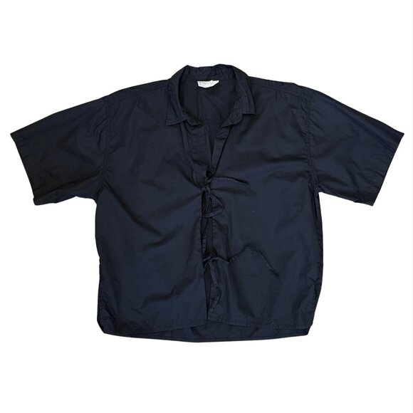 507. DEIJI STUDIOS Black 'The Tie Up' Shirt $135 EUC Small - Picture 2 of 7